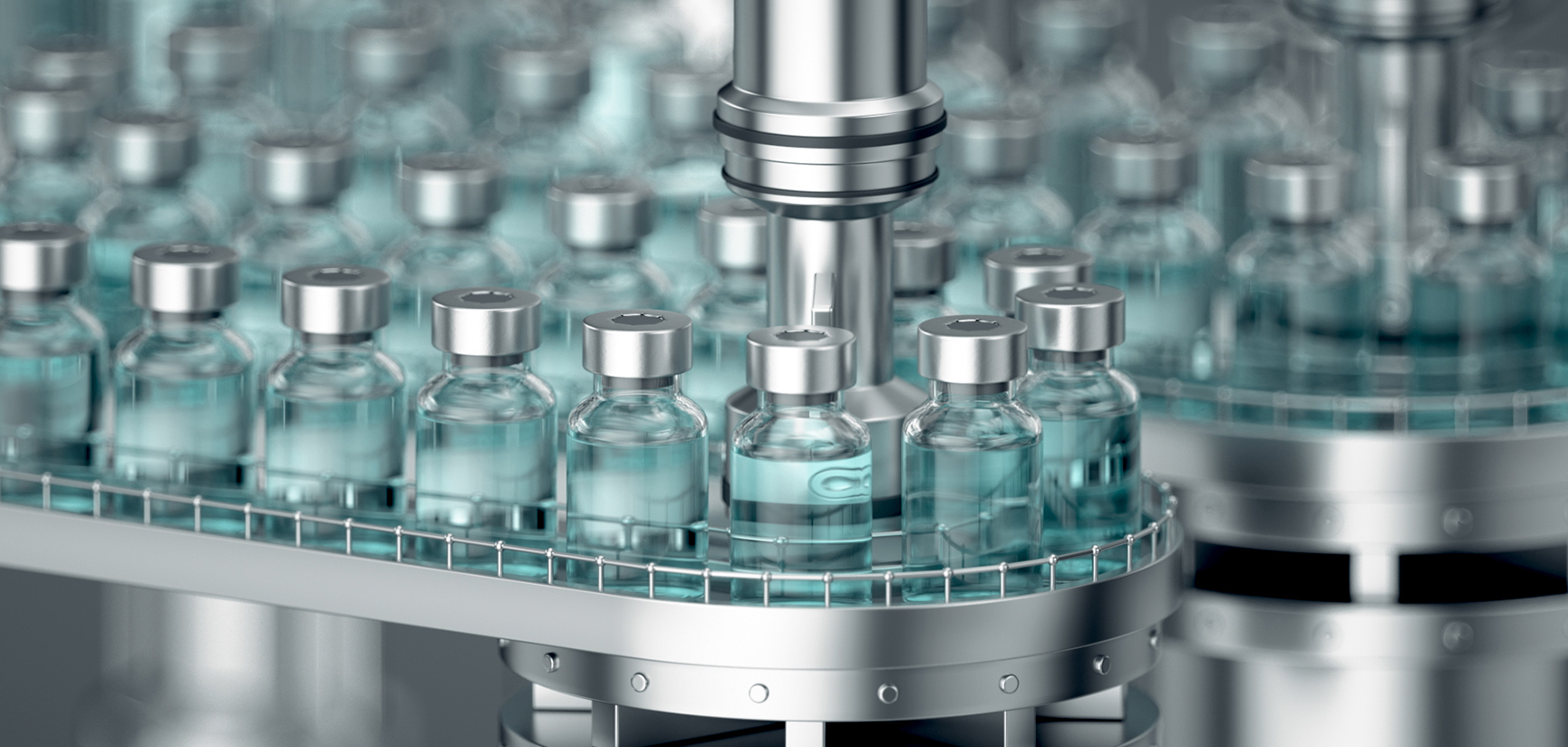 Vials with clear liquid